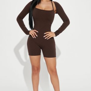 Remi Snatched Romper Set - Chocolate